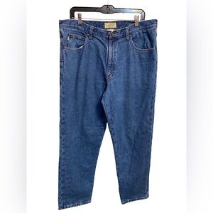 LL Bean Natural Fit Mens 37X32 Flannel Lined Blue Jeans All Cotton